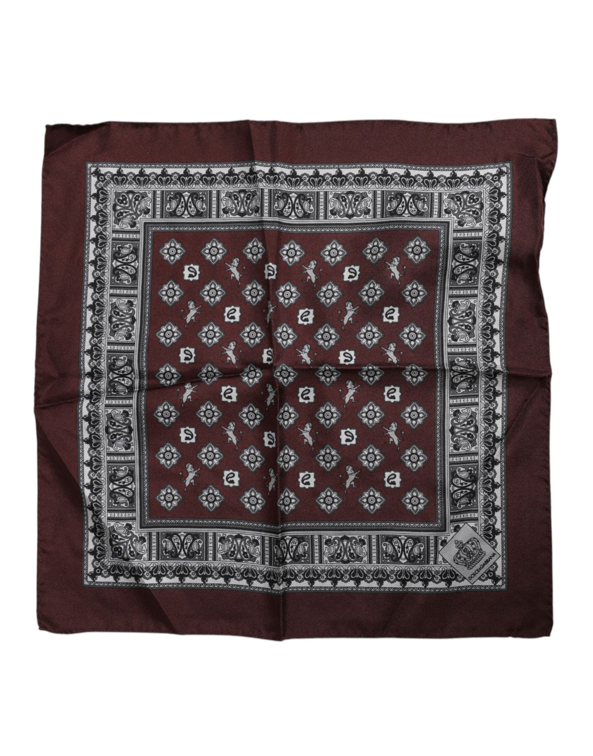 Dolce & Gabbana Bordeaux Bandana Seide Quadratisches Taschentuch Schal