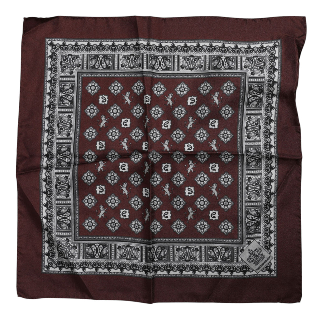 Dolce & Gabbana Bordeaux Bandana Seide Quadratisches Taschentuch Schal