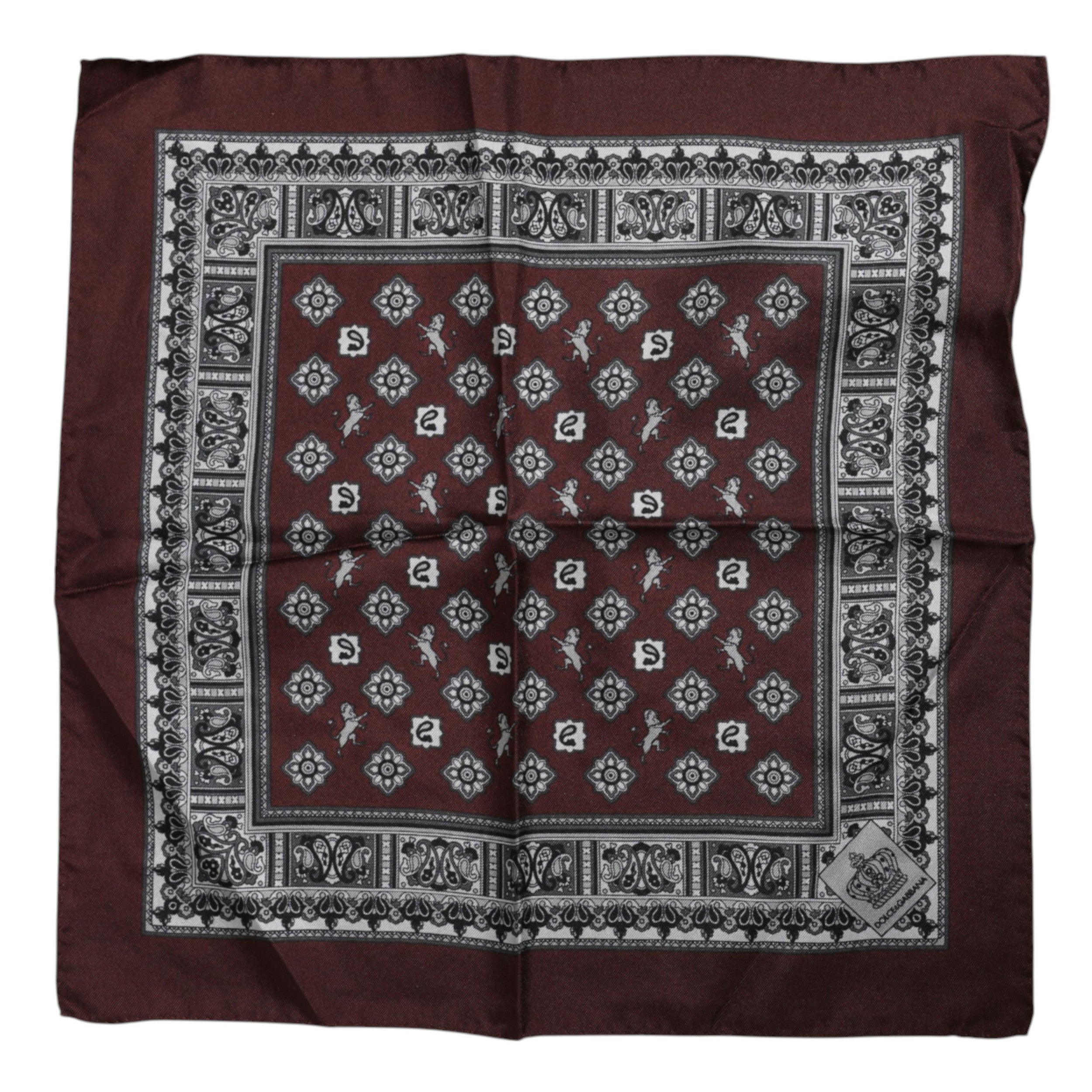 Dolce & Gabbana Bordeaux Bandana Seide Quadratisches Taschentuch Schal