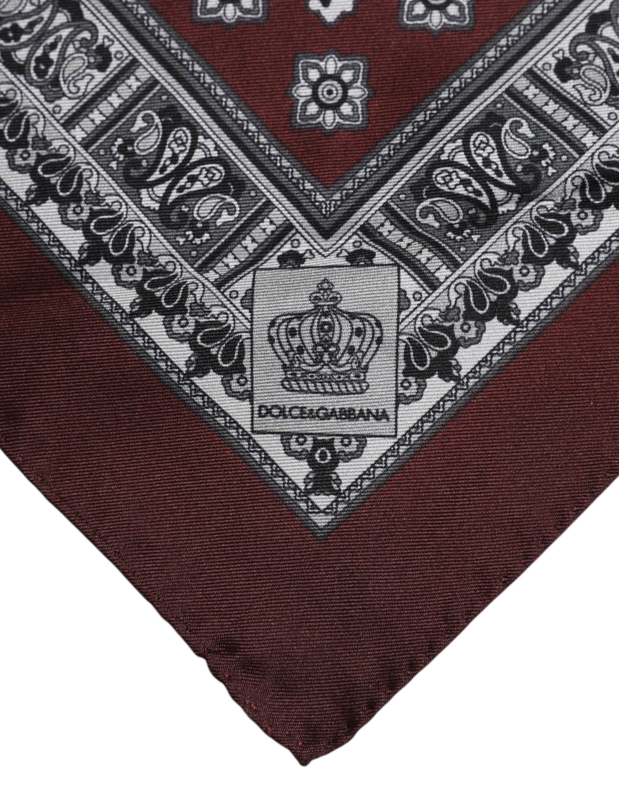 Dolce & Gabbana Bordeaux Bandana Seide Quadratisches Taschentuch Schal