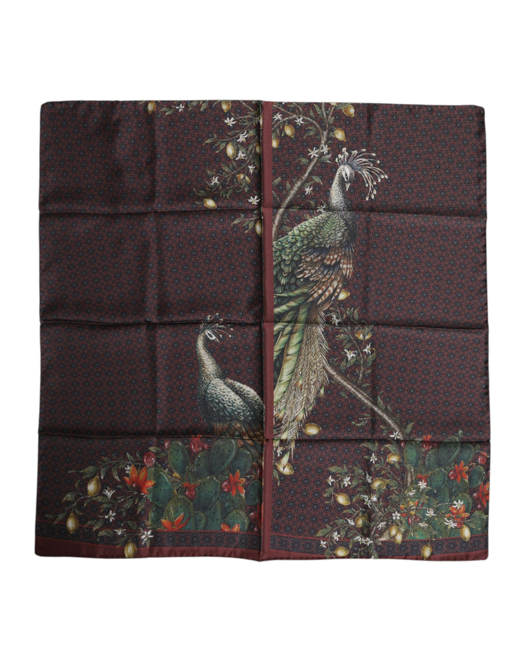 Dolce & Gabbana Brauner Pfau Print Square Herren Foulard Schal