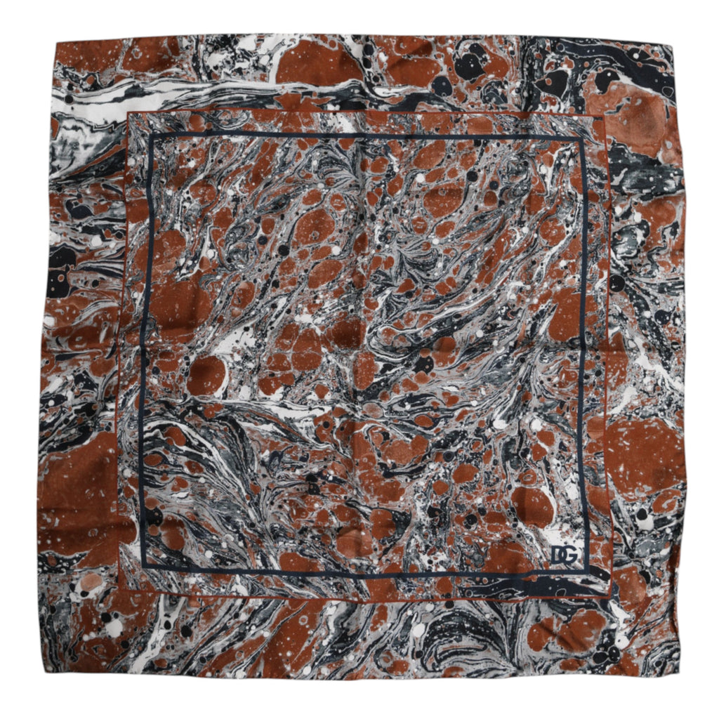 Dolce & Gabbana Multicolor Marmorierter Seidenschal mit quadratischem Foulard