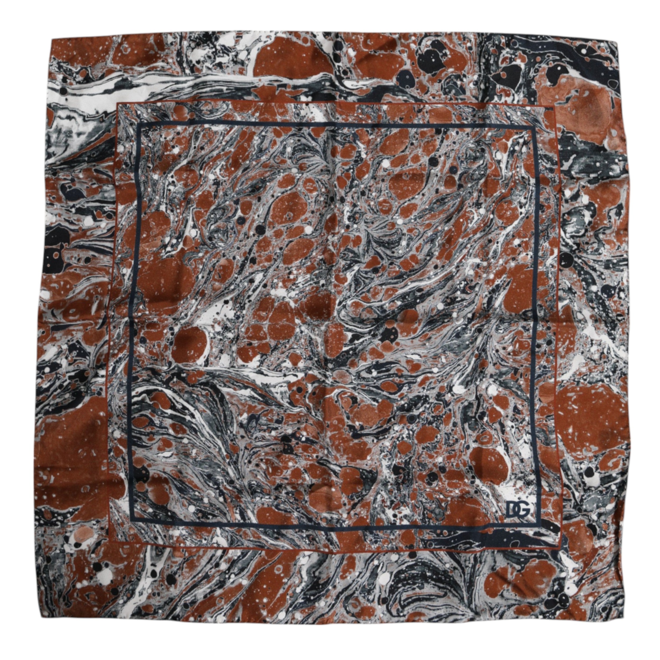 Dolce & Gabbana Multicolor Marmorierter Seidenschal mit quadratischem Foulard