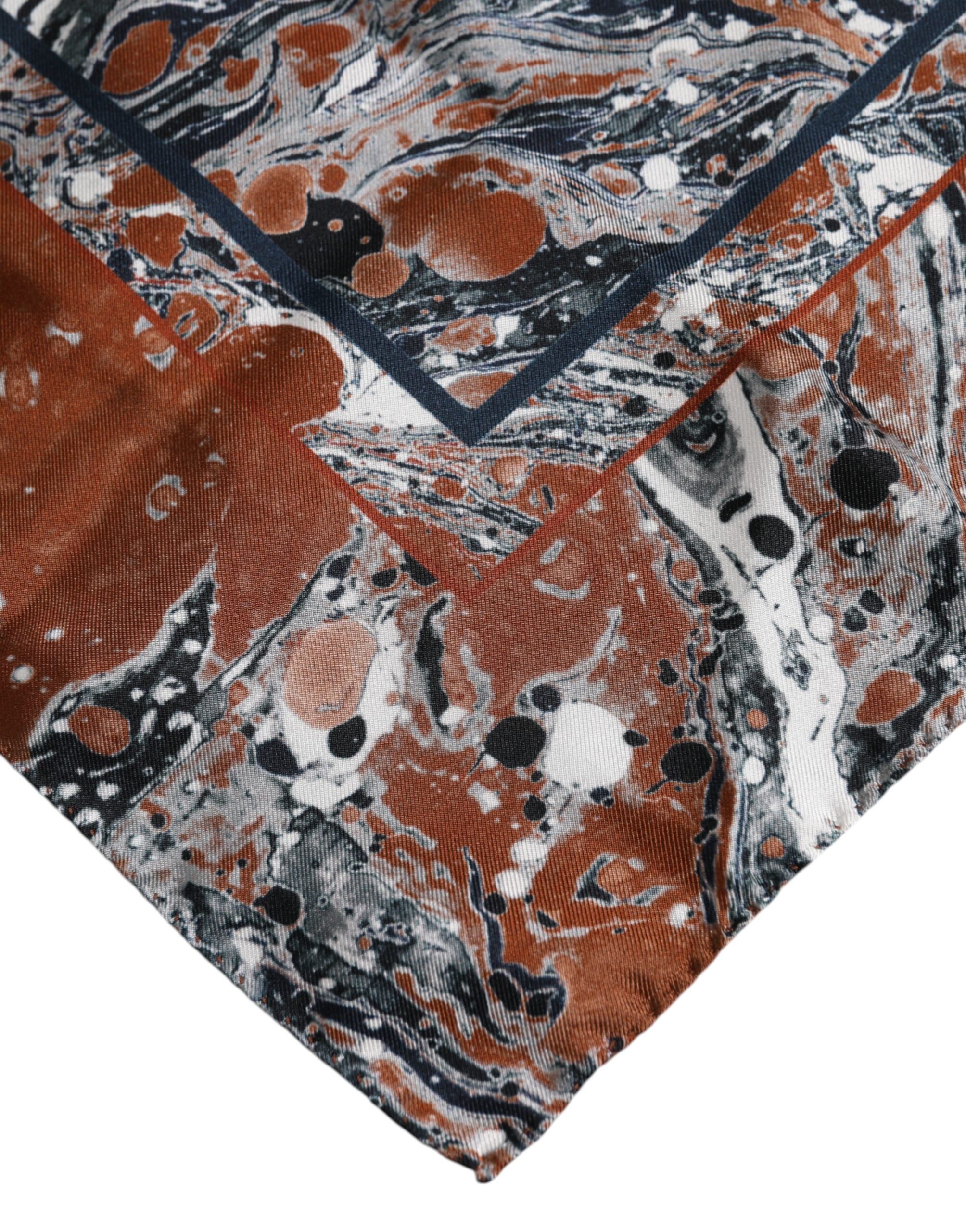 Dolce & Gabbana Multicolor Marmorierter Seidenschal mit quadratischem Foulard