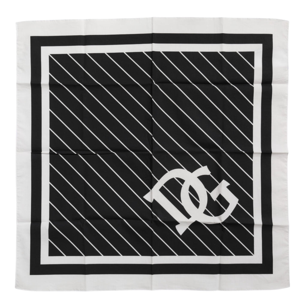 Dolce & Gabbana Schwarz Weiß DG Logo Quadratisch Herren Foulardschal