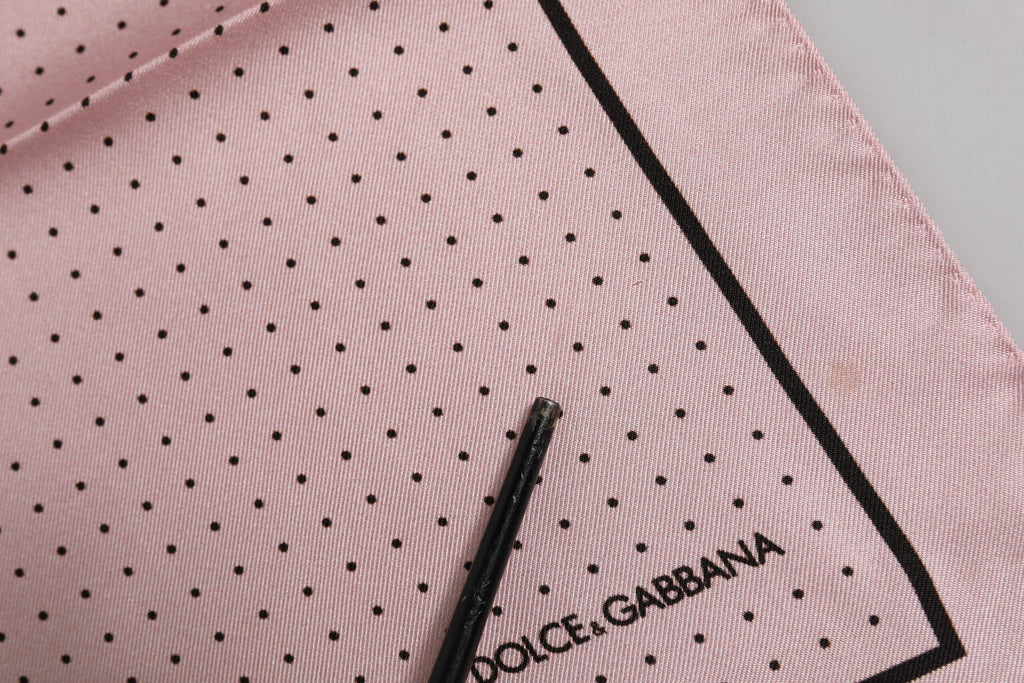 Dolce & Gabbana Beige gepunktetes Seidenquadrat Herren-Foulardtuch