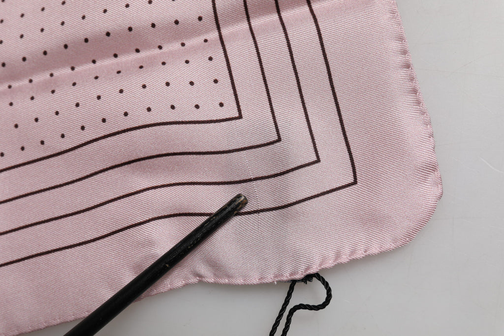 Dolce & Gabbana Beige gepunktetes Seidenquadrat Herren-Foulardtuch