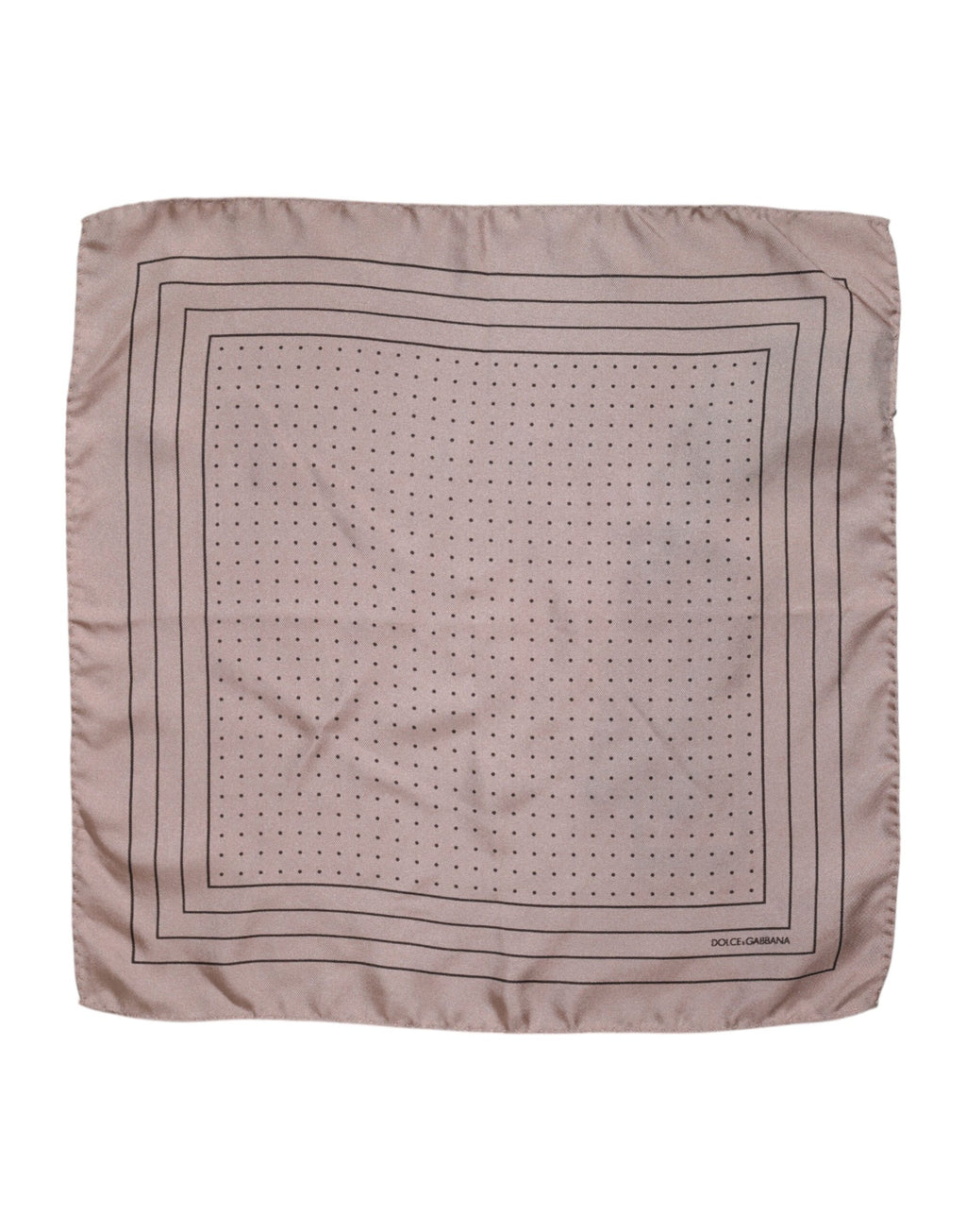 Dolce & Gabbana Beige gepunktetes Seidenquadrat Herren-Foulardtuch