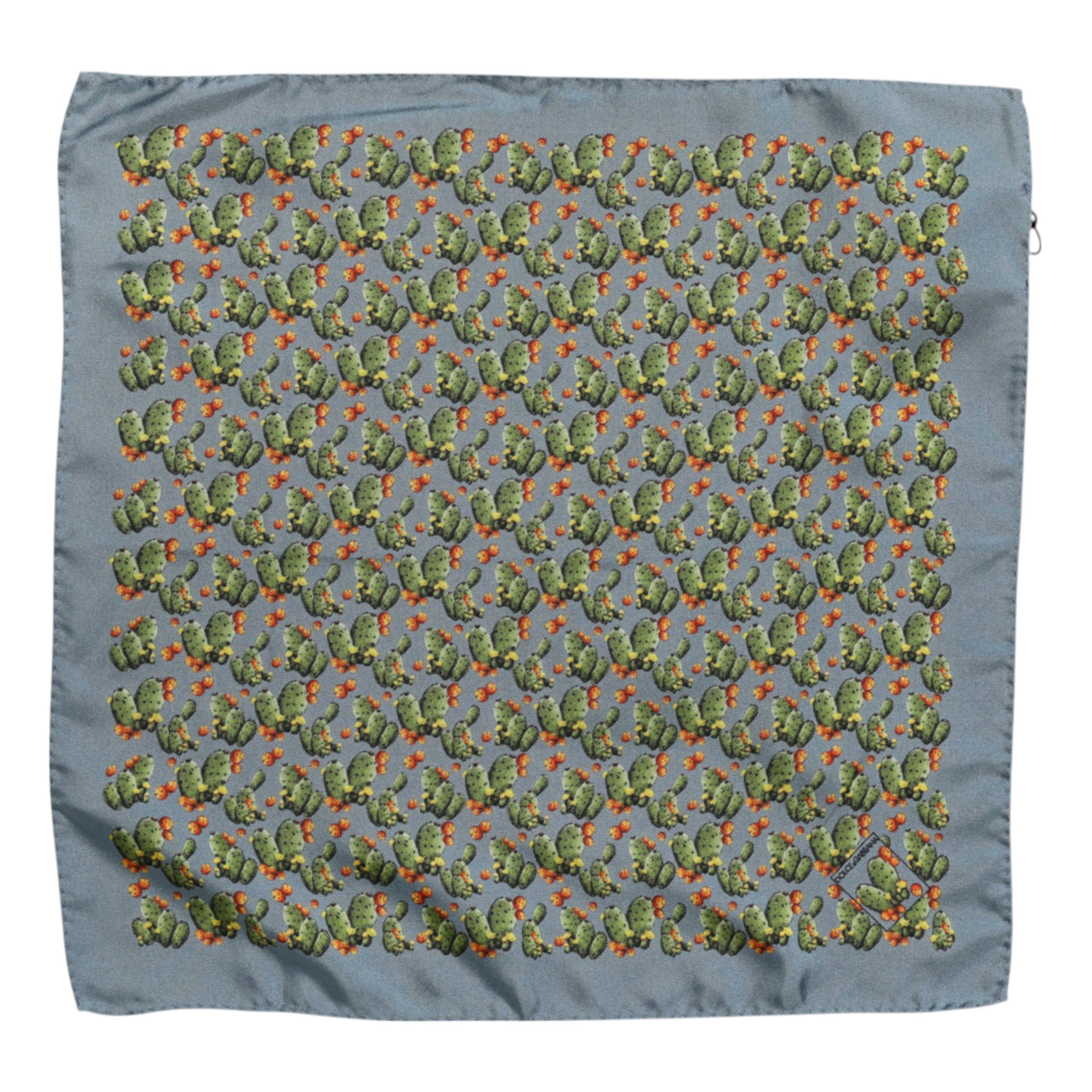 Dolce & Gabbana Graugrüner Kaktusdruck Quadratischer Foulardschal