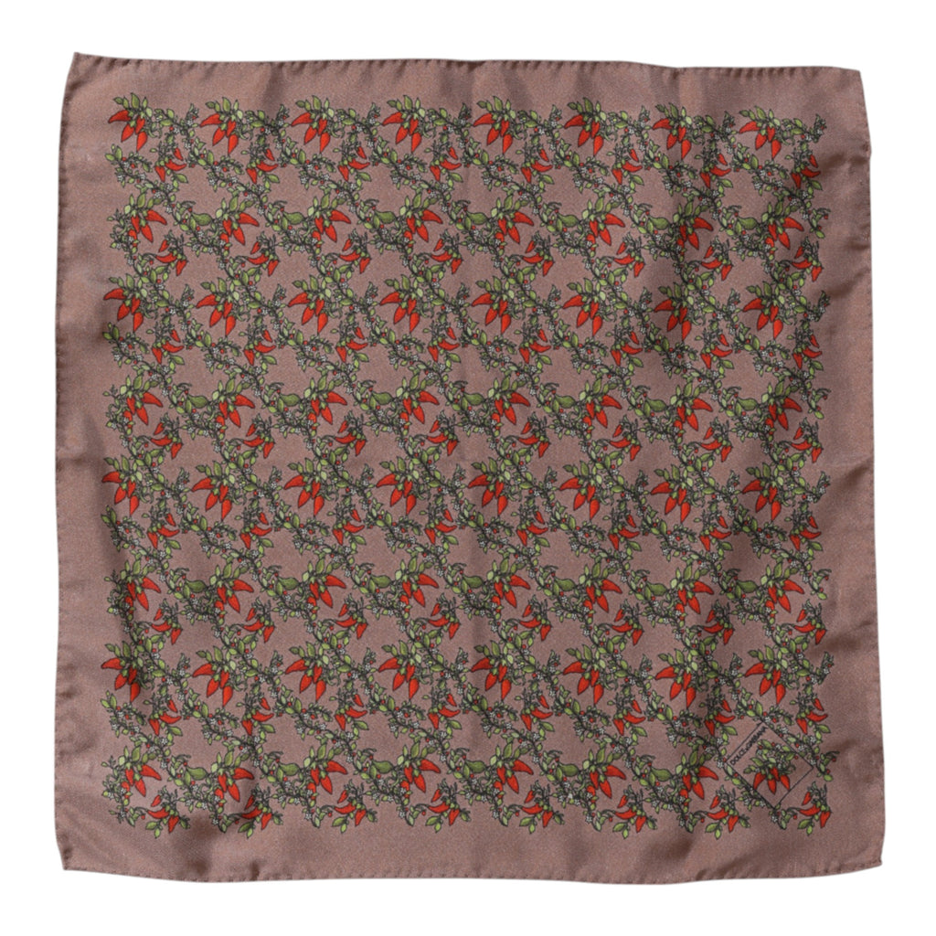 Dolce & Gabbana Brauner Chilis Seidenschal Quadratisch Herren Foulard Schal