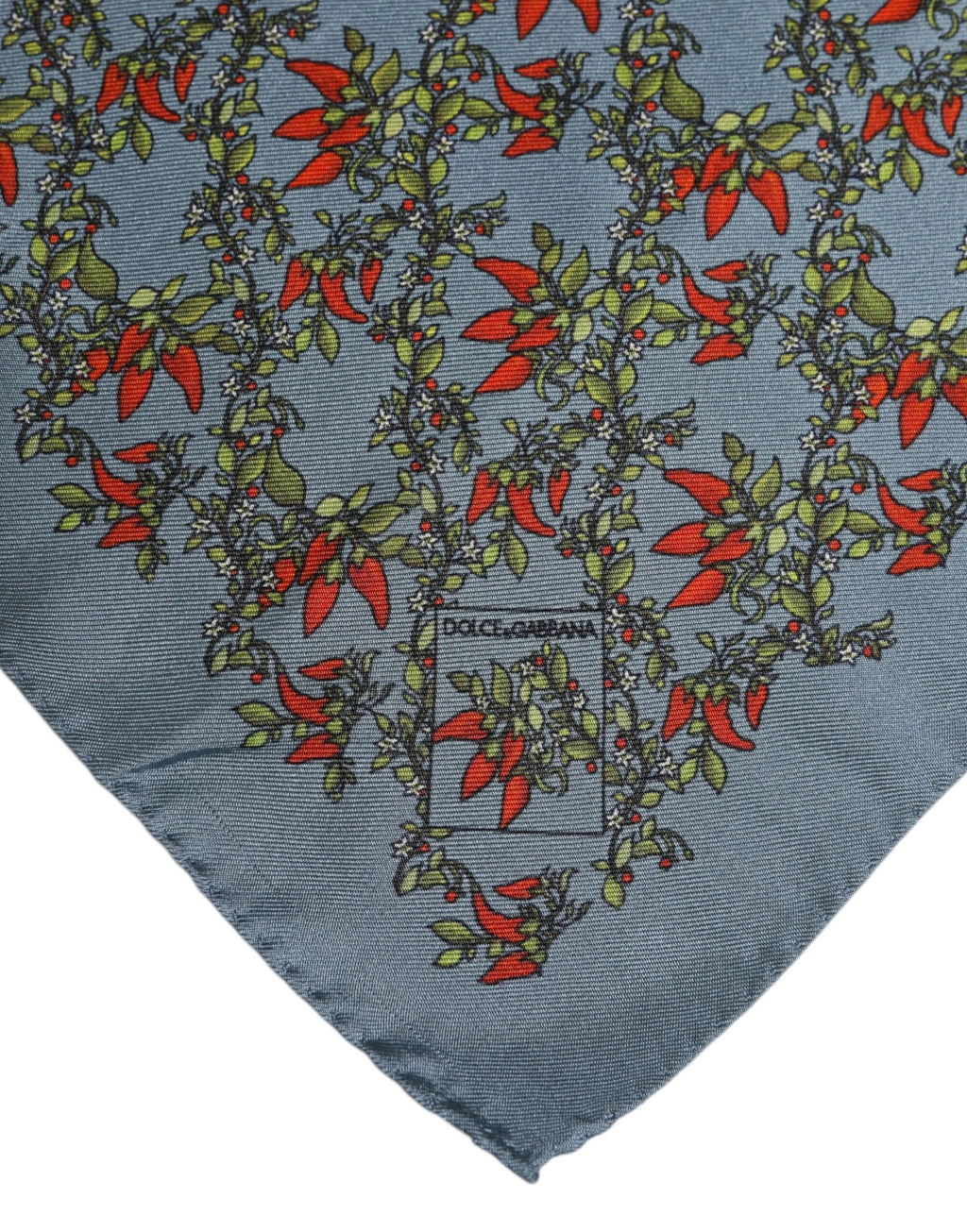 Dolce & Gabbana Grauer Chilis Seidenschal Quadratisch Herren Foulard Schal