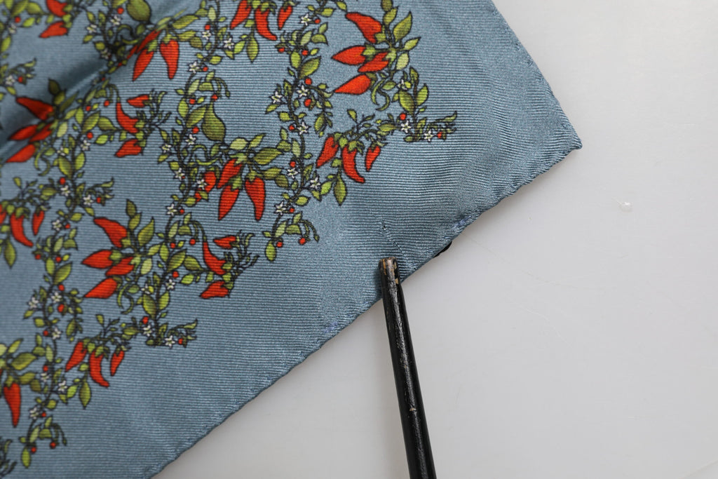 Dolce & Gabbana Grauer Chilis Seidenschal Quadratisch Herren Foulard Schal