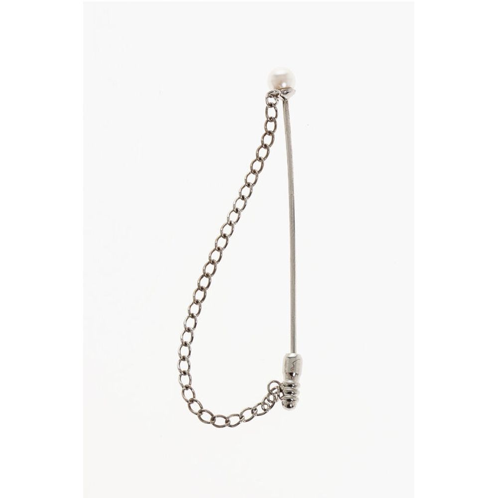 Dsquared² Metallnadel mit silberfarbener Kette und Perlendetail