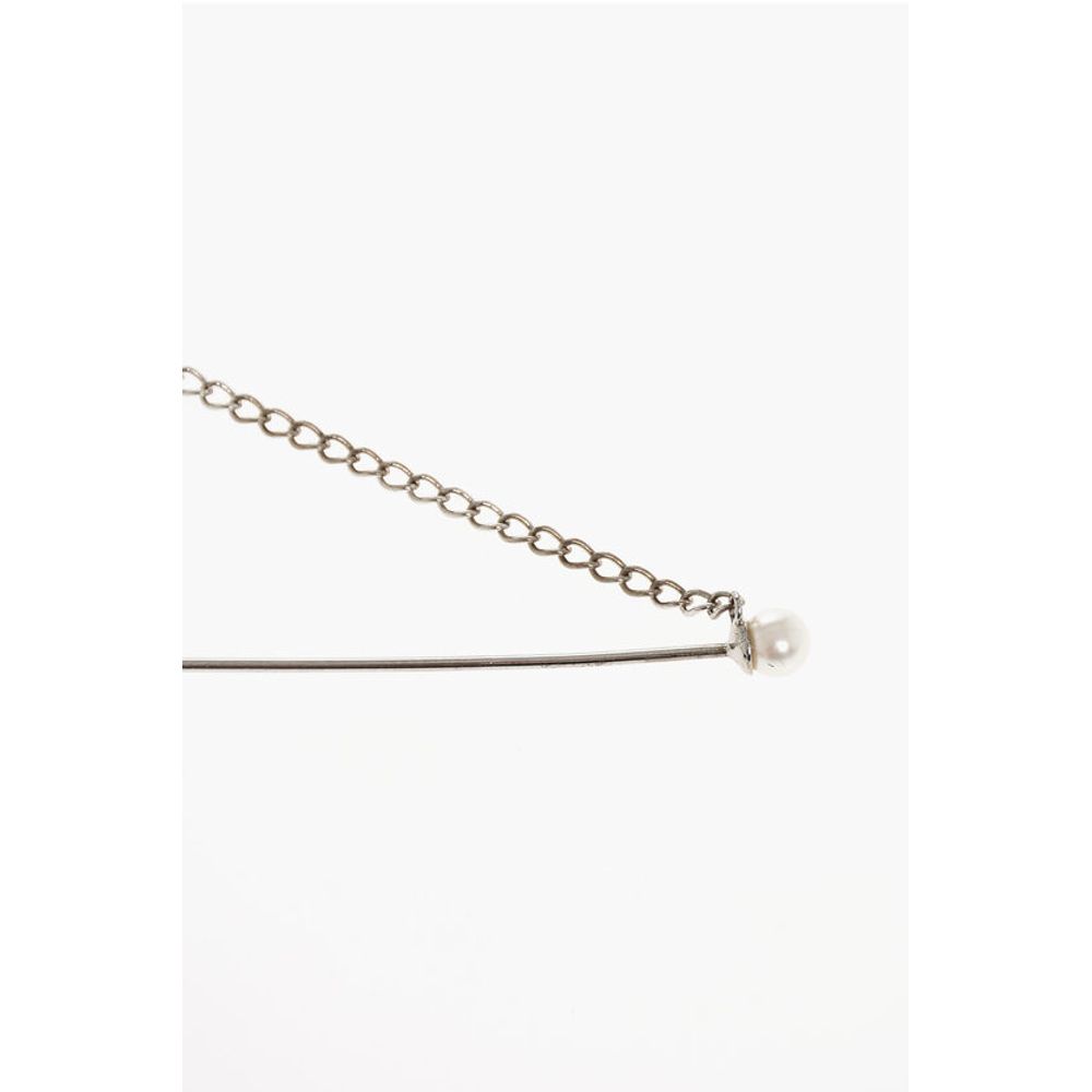 Dsquared² Metallnadel mit silberfarbener Kette und Perlendetail