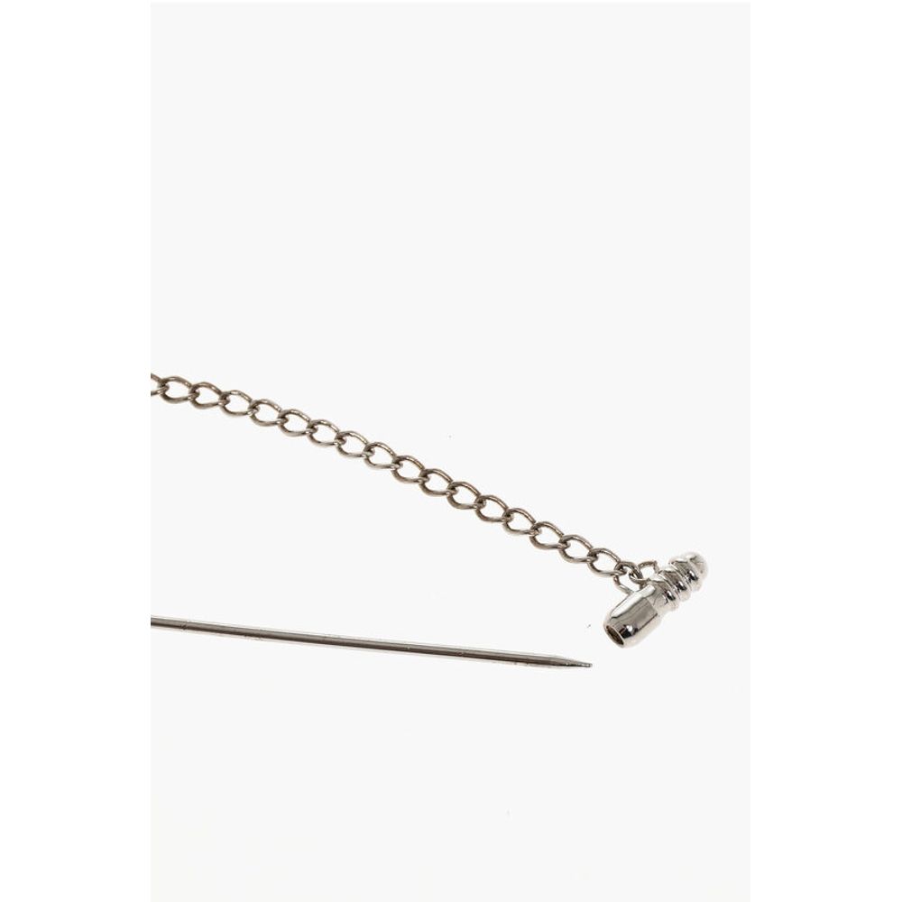 Dsquared² Metallnadel mit silberfarbener Kette und Perlendetail