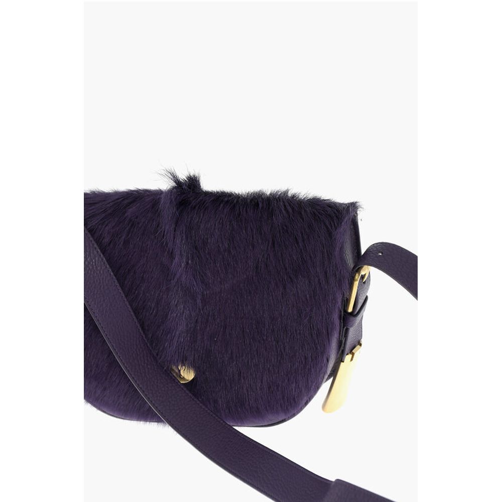 Burberry CHESS Satchel-Tasche aus Leder mit Ponyfell-Detail