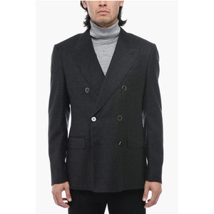 Dolce & Gabbana TAILORED Zweireihiger Blazer aus Wolle mit spitzem Revers