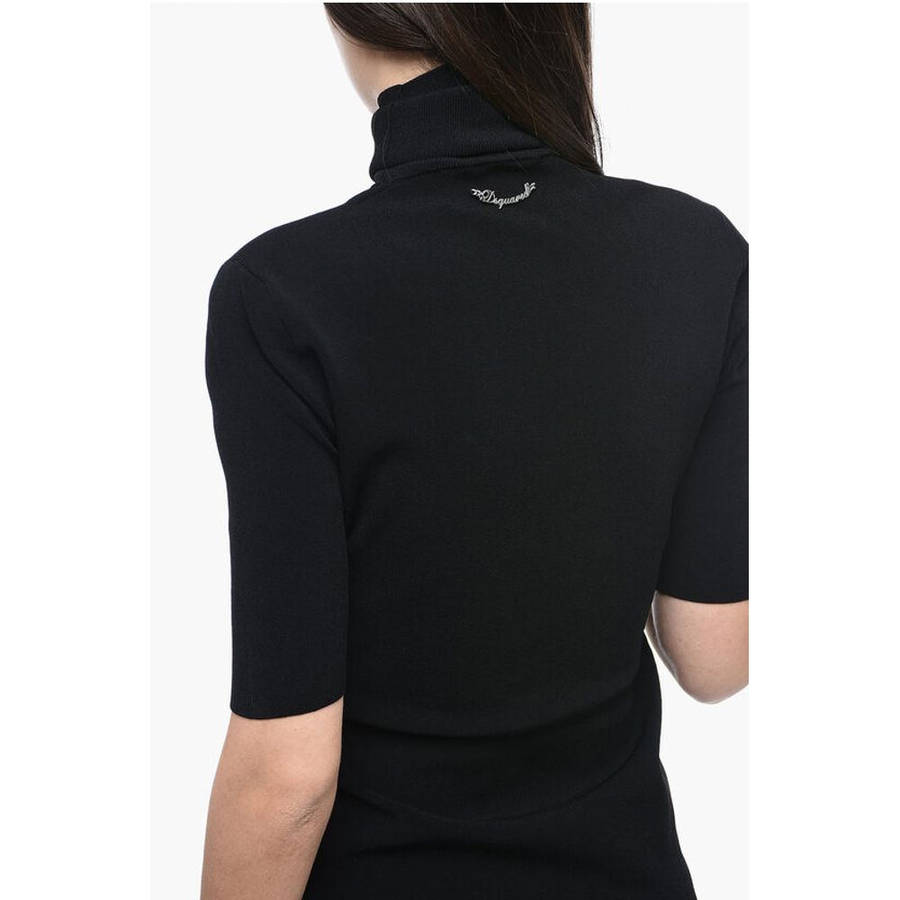 Dsquared² Rollkragenkleid mit gepolsterten Schultern