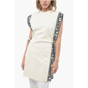 Karl Lagerfeld Gestricktes Tunikakleid mit Rundhalsausschnitt und Logogürtel