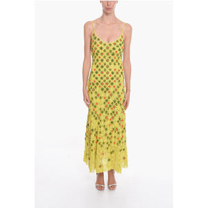 Bottega Veneta Ausgestelltes Kleid aus Viskose-Crochet mit floralem Perlenmotiv