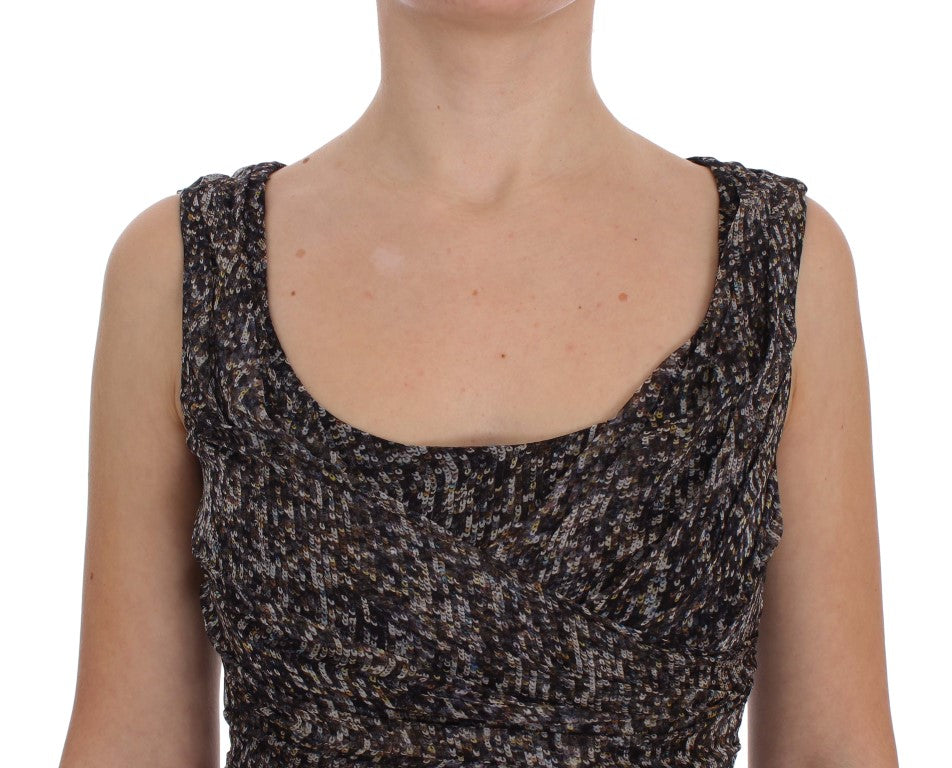 Dolce & Gabbana Dunkles Seiden-Shiftkleid in voller Länge