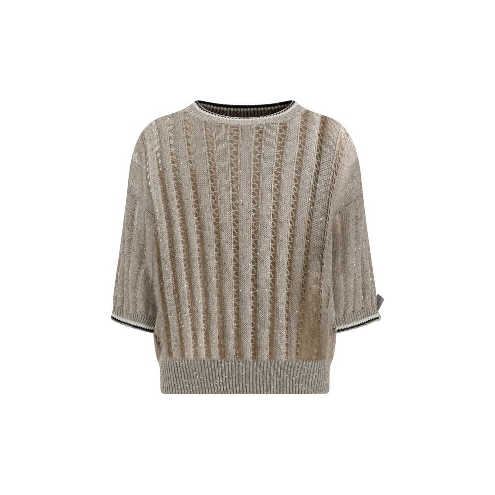 Brunello Cucinelli Durchbrochenes Strickmuster Pullover mit Pailletten