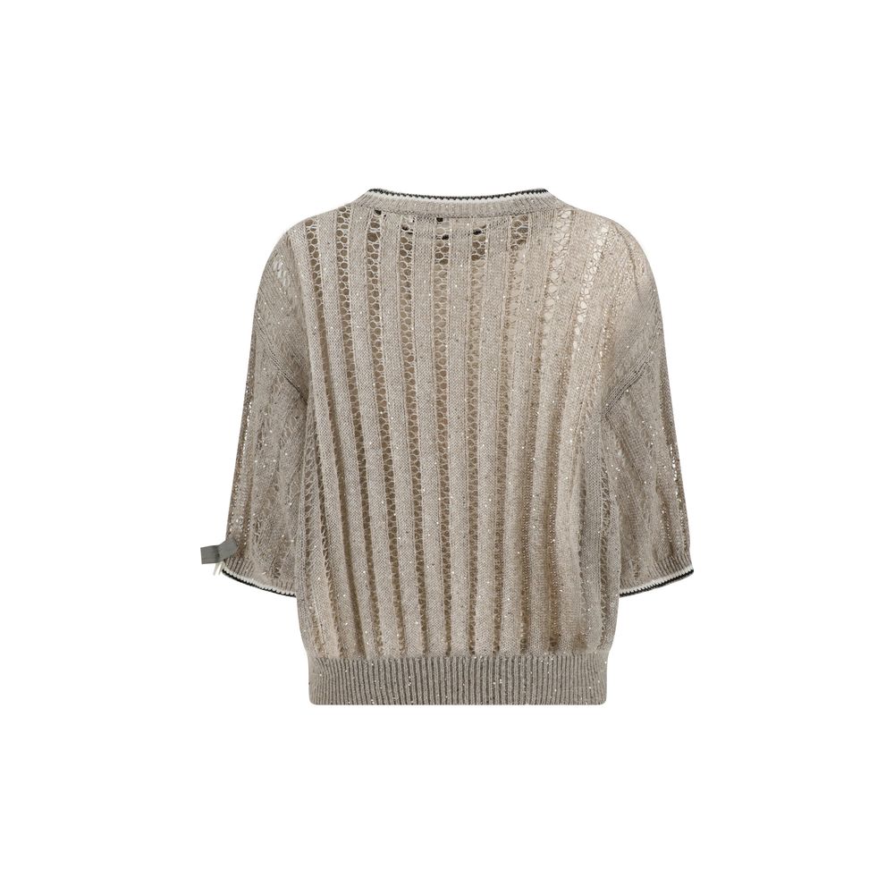 Brunello Cucinelli Durchbrochenes Strickmuster Pullover mit Pailletten