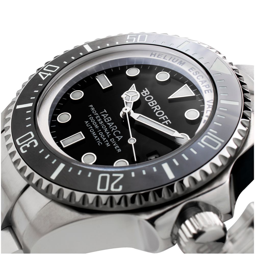 Bobroff Elegante Edelstahl-Armbanduhr in Grau