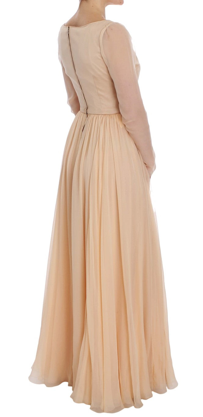 Dolce & Gabbana Beige Seide Ballkleid in voller Länge Kleid