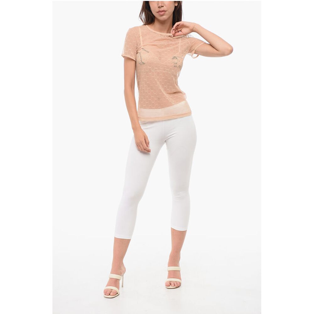 Dsquared² Kurzärmeliges Monogramm-Spitzen-Top