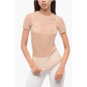 Dsquared² Kurzärmeliges Monogramm-Spitzen-Top