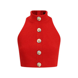 Balmain Crop Top aus Bouclé-Wolle