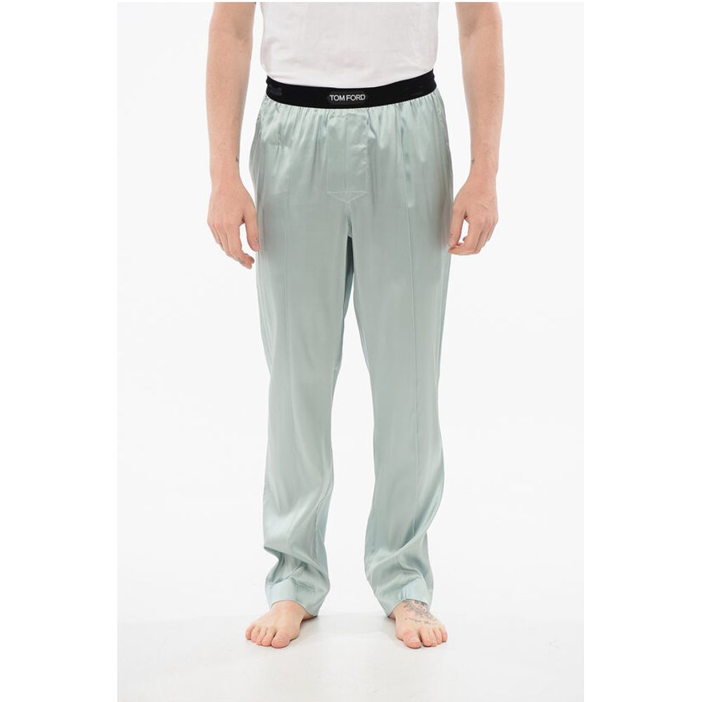 Tom Ford Pijamahose aus Seidensatin mit Veloursdetail