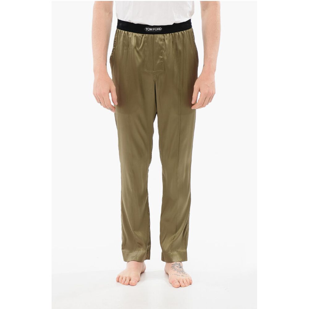 Tom Ford Pijamahose aus Seidensatin mit Veloursdetail