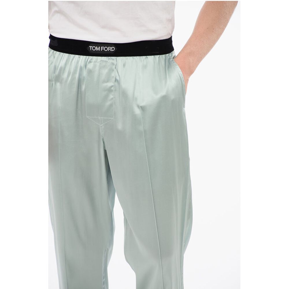 Tom Ford Pijamahose aus Seidensatin mit Veloursdetail