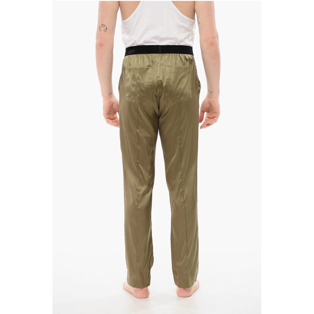 Tom Ford Pijamahose aus Seidensatin mit Veloursdetail