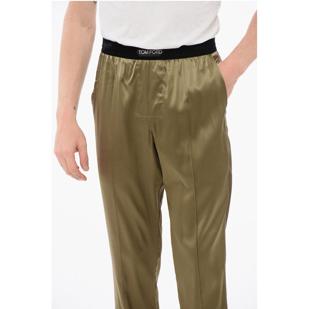 Tom Ford Pijamahose aus Seidensatin mit Veloursdetail