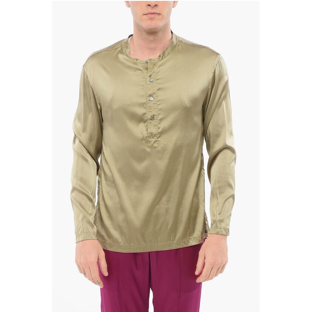 Tom Ford Seidensatin-Pijama-Hemd mit Mandarinenkragen