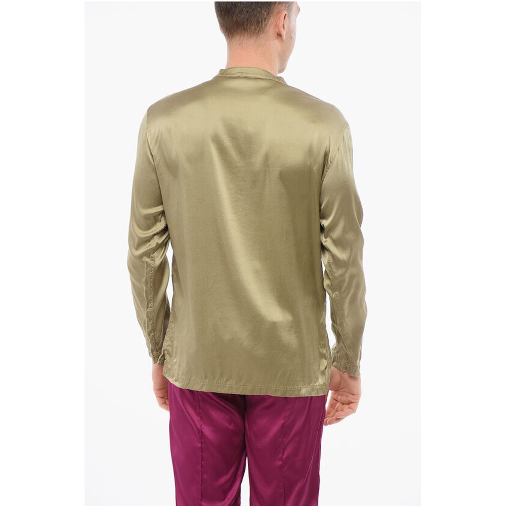 Tom Ford Seidensatin-Pijama-Hemd mit Mandarinenkragen