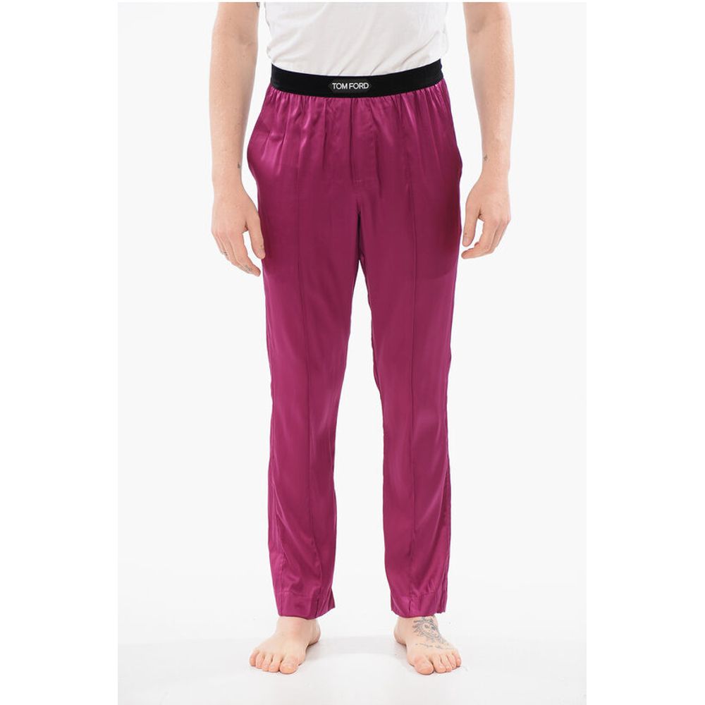 Tom Ford Pijamahose aus Seidensatin mit Veloursdetail
