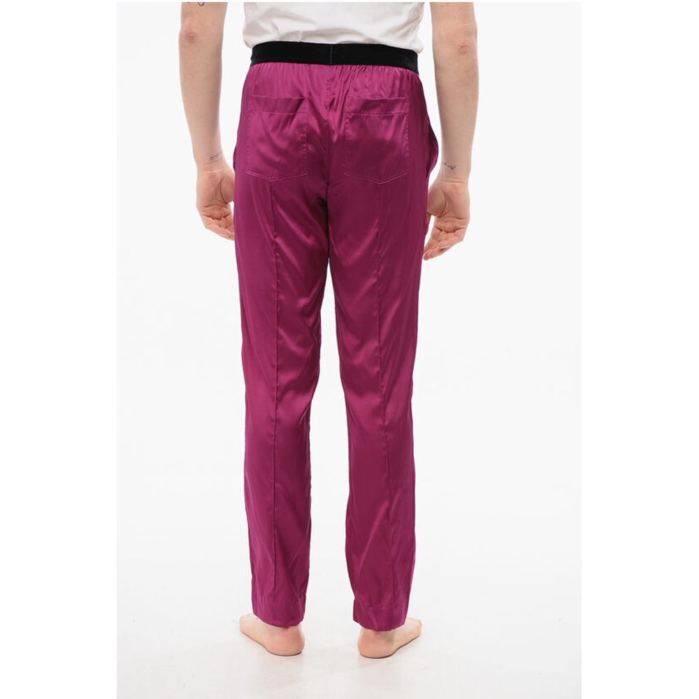 Tom Ford Pijamahose aus Seidensatin mit Veloursdetail