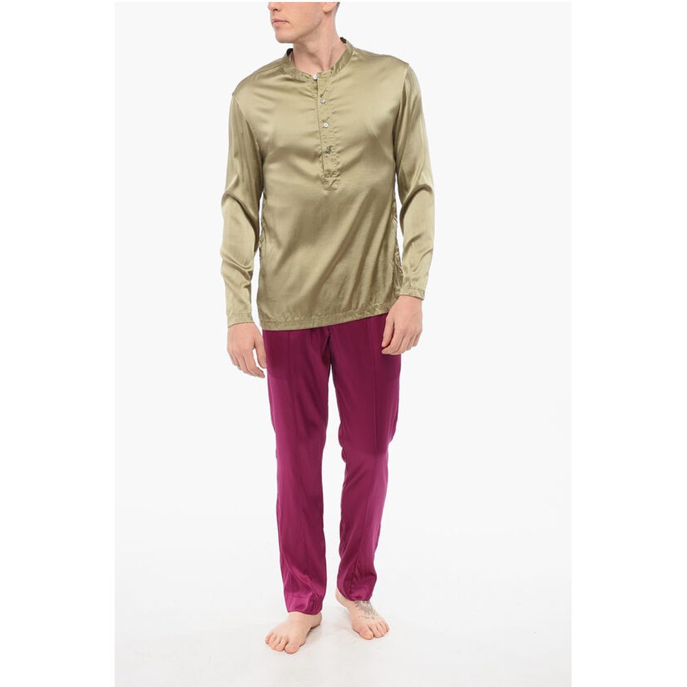 Tom Ford Seidensatin-Pijama-Hemd mit Mandarinenkragen