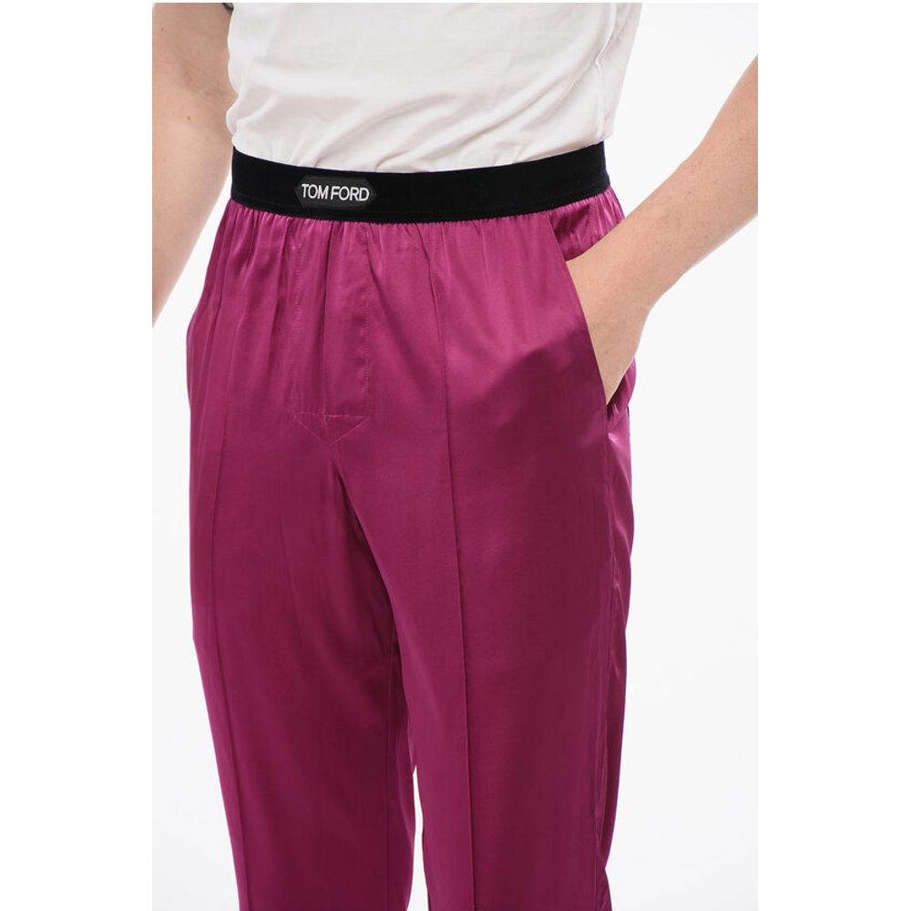 Tom Ford Pijamahose aus Seidensatin mit Veloursdetail