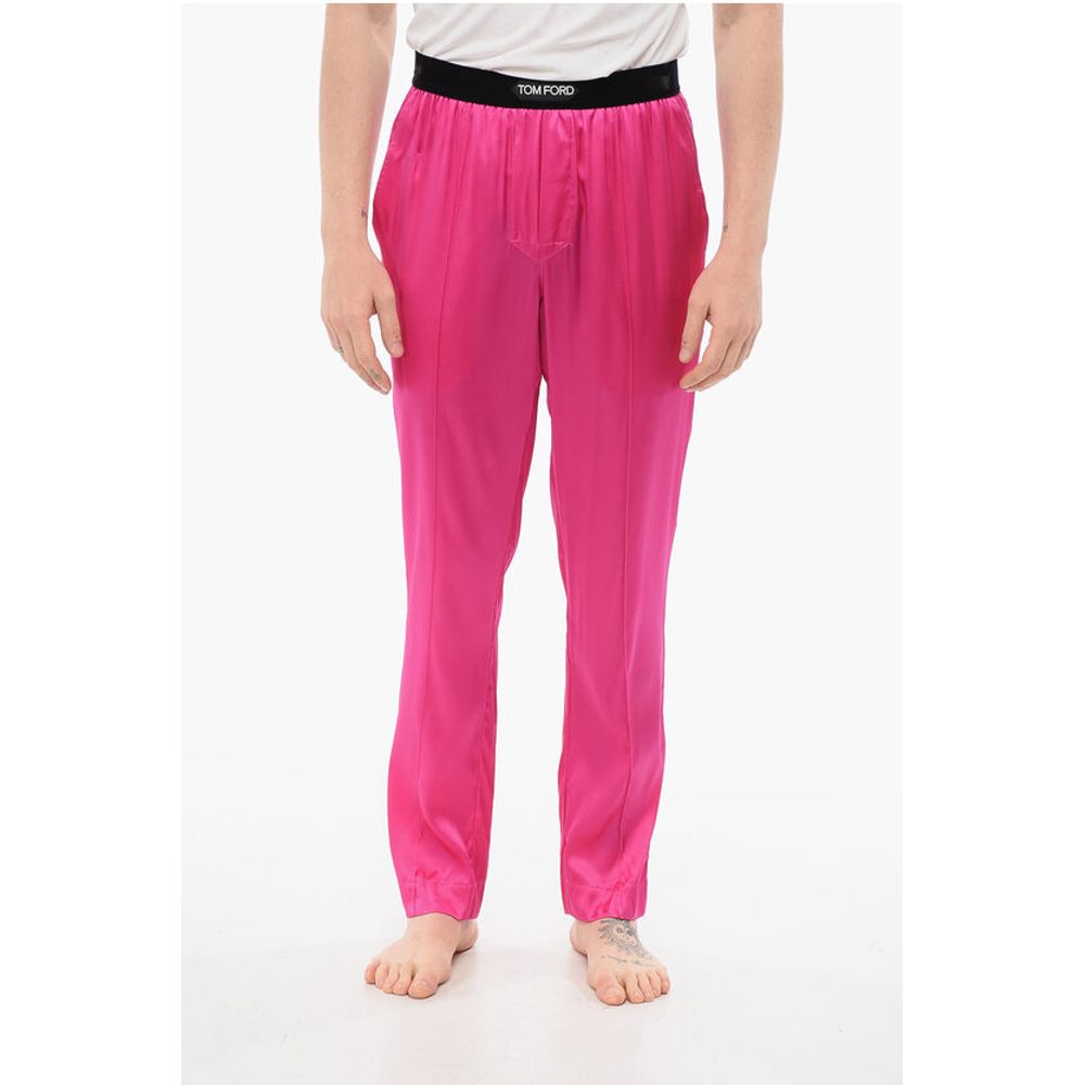 Tom Ford Pijamahose aus Seidensatin mit Veloursdetail