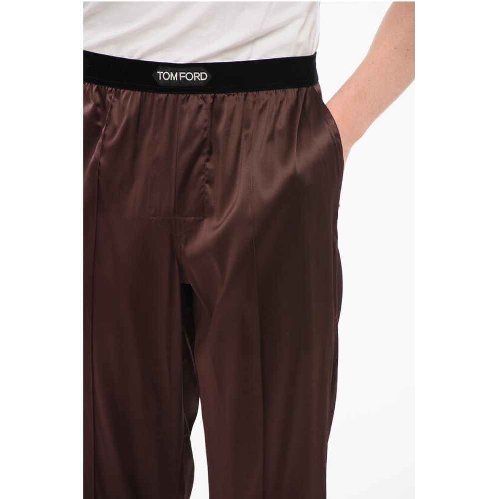 Tom Ford Pijamahose aus Seidensatin mit Veloursdetail
