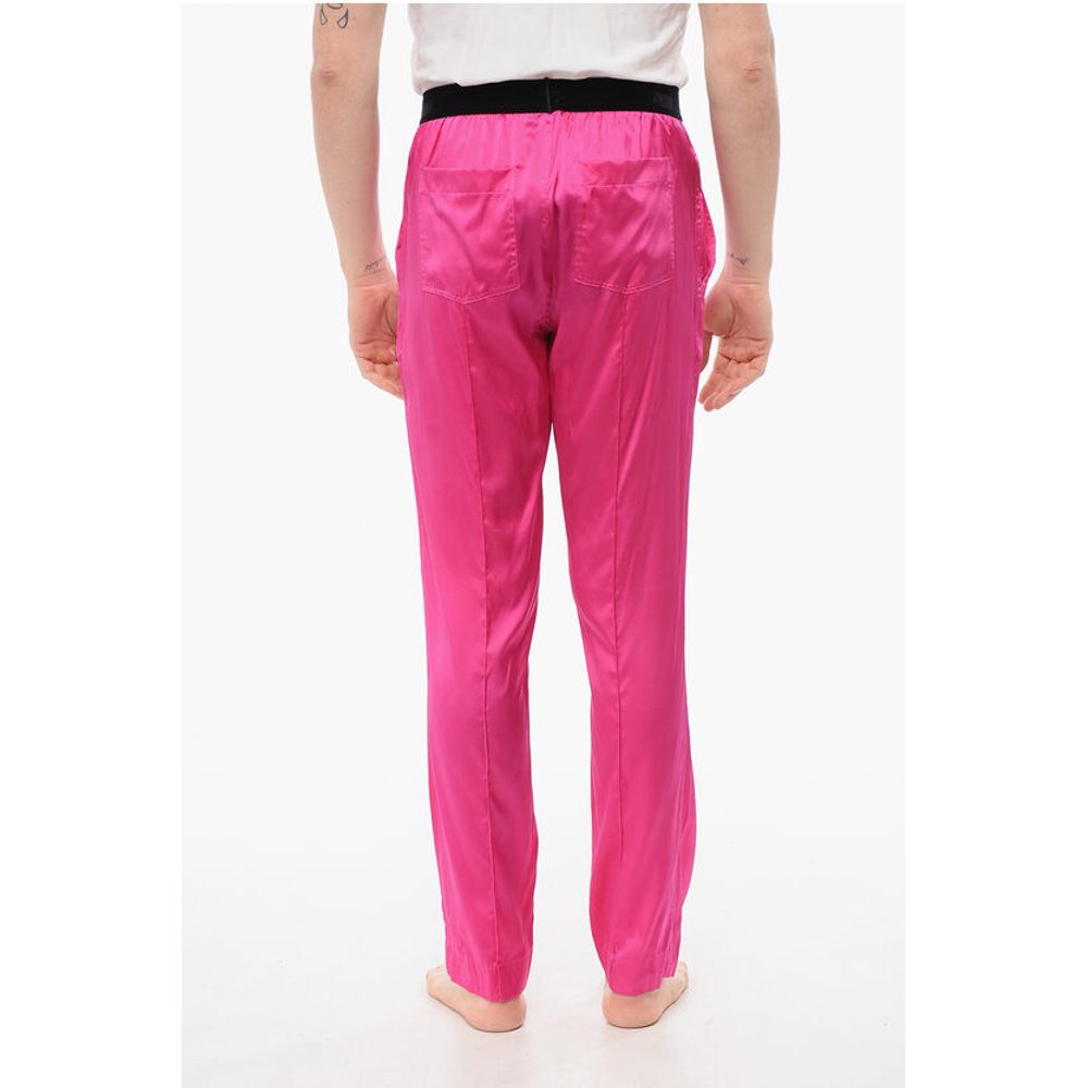 Tom Ford Pijamahose aus Seidensatin mit Veloursdetail