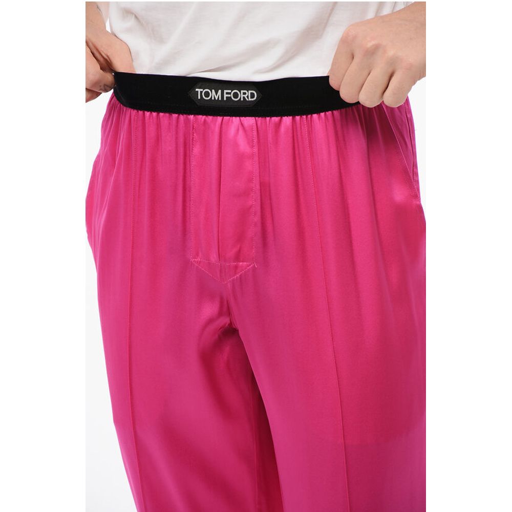 Tom Ford Pijamahose aus Seidensatin mit Veloursdetail