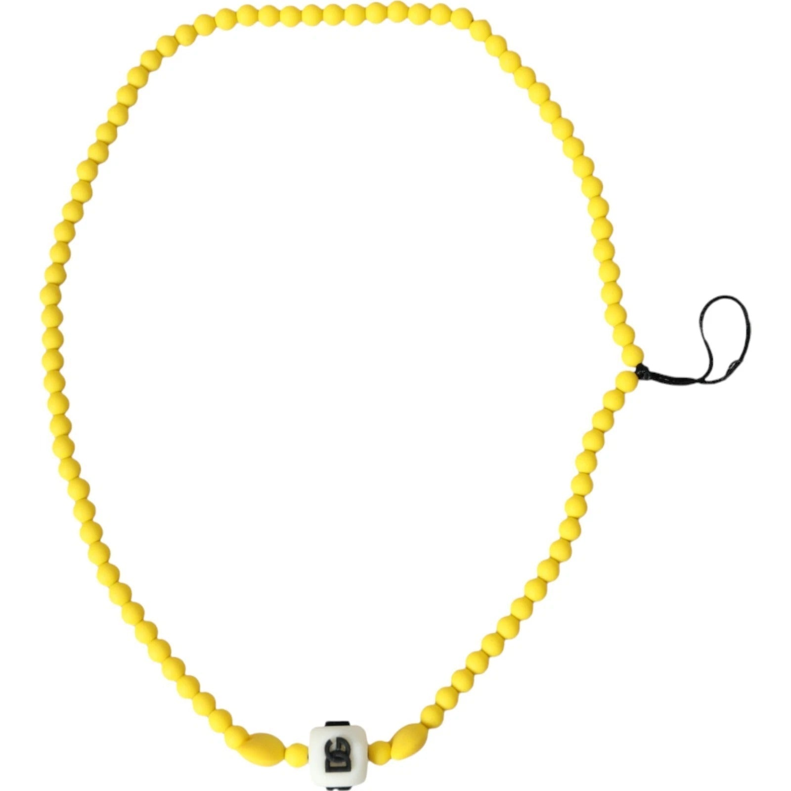Dolce & Gabbana Gelbe Perlenkette DG Logo Charm Accessoire Halskette