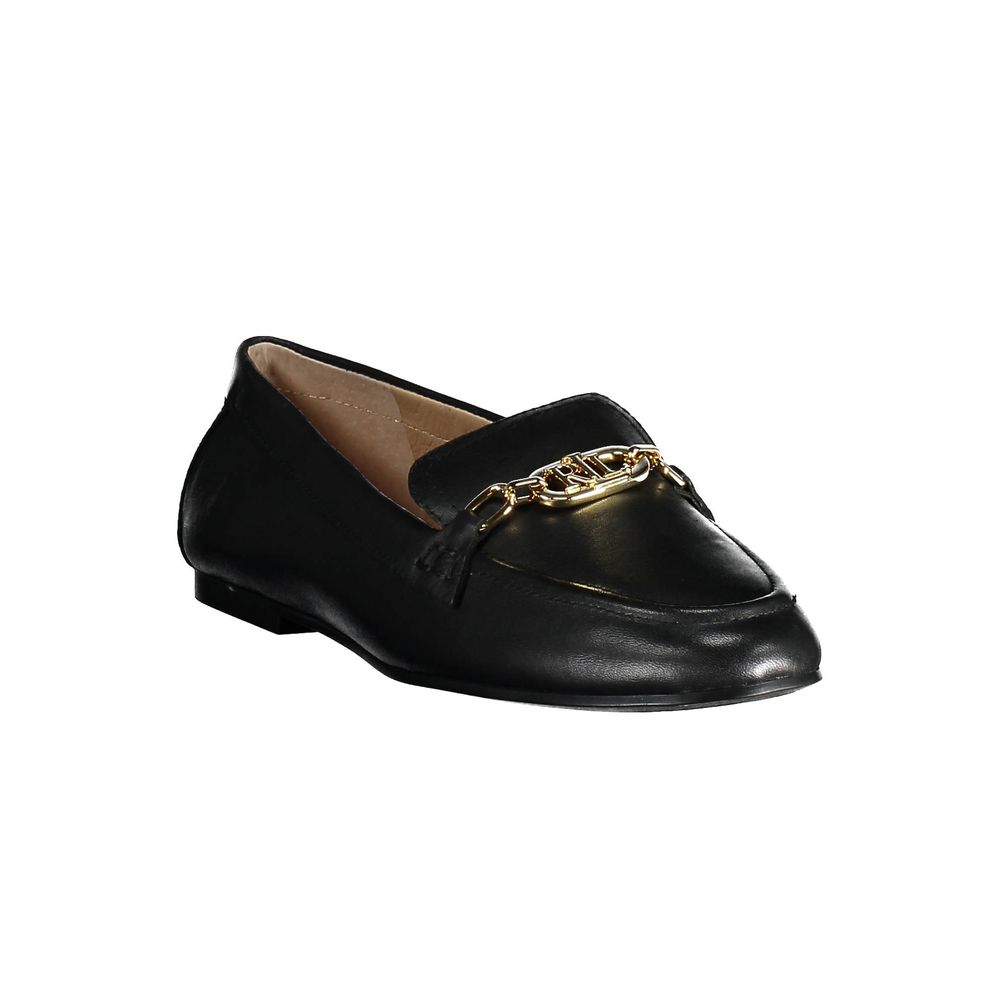 Ralph Lauren Flacher Schuh aus schwarzem Leder
