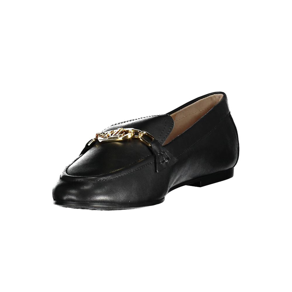Ralph Lauren Flacher Schuh aus schwarzem Leder
